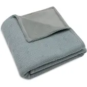 Jollein - Deken Wieg 75x100cm - Wiegdeken, Wiegdekentje, Dekentje Baby - Cosy Knit Sea Green/Velvet