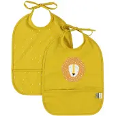 Trixie Afwasbaar slabbetje 2-pack Mr. Lion - Slab voor kinderen - 100% Recycled Polyester - Eenvoudig schoon - Geel