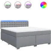 vidaXL Boxspringbed met matras, lichtgrijs, 180x200 cm, gestoffeerd
