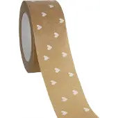 Rotim Papieren tape 'Hearts' Bruin-Wit 50mmx50mtr