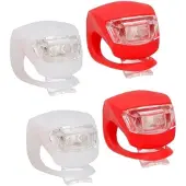 Lifetime 2x LED fietsverlichting set voor en achter - rood/wit - siliconen