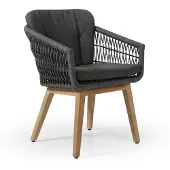 Brafab Kenton tuinstoel inclusief zitkussen Rotan/Teak Grijs 2 stuks