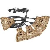 PR Home Sarah lichtketting 5-lamps rotan, zwart, Kunststof