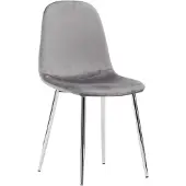 Ebuy24 Eva eetkamerstoel velours lichtgrijs.
