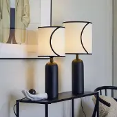PR Home Tafellamp Carter Celyn Ava, wit / opaal, Woon-/ Eetkamer, Textiel / Stof / Zijde, Modern, Tafellamp