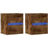 vidaXL Tv-wandmeubels met LED 2 st 41x31x45 cm gerookt eikenkleurig