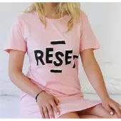 Temptation Dames Nachthemd - Bigshirt - Reset Tekst - Roze - Maat XL