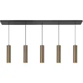 Highlight Perugia Hanglamp | 5x GU10 Max 5W | 107x12cm | Dimbaar | Zwart/Brons