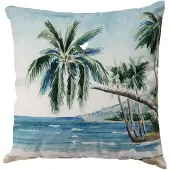 Clayre & Eef Kussenhoes 45x45 cm Blauw Groen Polyester Palmbomen Sierkussenhoes Blauw Sierkussenhoes