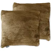 Eleganzzz Sierkussens Flanel Fleece - Gold - Sierkussens 50x50cm - Set van 2 Kussens - 100% Flanel Fleece Voorzijde - 100% Velvet Achterzijde