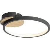 QAZQA Moderne plafondlamp zwart met hout incl. LED 3-staps dimbaar - Alec