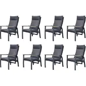 AVH-Collectie Kota dining tuinstoel verstelbaar antraciet aluminium set van 8