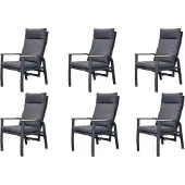 AVH-Collectie Kota dining tuinstoel verstelbaar antraciet aluminium set van 6