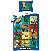 Minecraft Dekbedovertrek, Creepers - Eenpersoons - 140 x 200 cm - Katoen