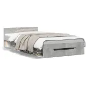 vidaXL Bedframe met lade bewerkt hout betongrijs 100x200 cm