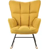 Beliani OULU - Schommelstoel - Geel - Polyester