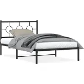 vidaXL Bedframe met hoofdbord metaal zwart 107x203 cm