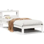 vidaXL Bedframe met hoofdbord massief grenenhout wit 75x190 cm