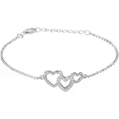 Trendjuwelier huiscollectie Armband Zilver Hartjes En Zirkonia 1,4 mm 16 + 3 cm
