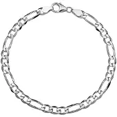 The Jewelry Collection Zilver Gerhodineerde Armband figaro 4 1329692