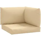vidaXL Palletkussens 3 st stof gemêleerd beige