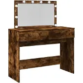 vidaXL Schminktafel met LED-verlichting, gerookt eikenhout, 100x40x120 cm