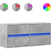 vidaXL Tv-wandmeubel met LED-verlichting 100x31x45 cm betongrijs