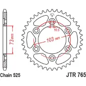 JT Sprockets 525 Jtr76543 Steel Achtertandwiel