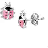 Trendjuwelier huiscollectie TFT Oorknoppen Lieveheersbeestje Zilver Gerhodineerd Glanzend 8 mm x 6.5 mm