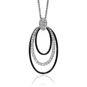 Orphelia Silver 925 Zh-7068 Pendant Black Ceramic With White Zirc