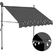 vidaXL Luifel handmatig uitschuifbaar met LED 150 cm antracietkleurig