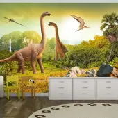 Karo-art 196cm X 140cm - Zelfklevend fotobehang - Dinosaurus, 8 maten, premium print, geen lijm nodig, instructie bijgesloten, water- en UV bestendig