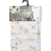 Atmosphera Tafelkleed kerst sfeer thema - 140 x 240 cm wit met gouden sterren - Tafellakens