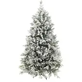 National Tree Company Snowy Hamilton Hinged kunstkerstboom - 213 cm - Wit geflockt donkergroen - Ø140 cm - 3929 tips - Besneeuwd/Frosted - Metalen voet