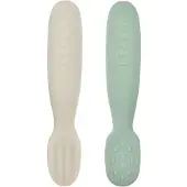 Beaba Oefenlepels Siliconen Sage Green/Velvet Grey 2st