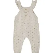 Vertbaudet Tuinbroek van tricot baby's met schouderbandje en ruches gemêleerd beige