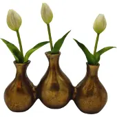 Deco4yourhome - Tulpenvaas - 3 openingen - Goud - Gold - Triple -Vaas