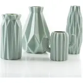 Looliving SET VAN 4 onbreekbare vaasjes mintgroen - Bloemenvaas kunststof vaas - bloemvaas decoratief vaasje