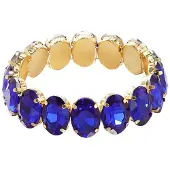 Yehwang Armband grote glaskralen, Kleur-Blauw