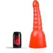 All Red Geribbelde Anaal Dildo 34 x 11 cm - rood