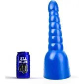 All Blue Geribbelde Anaal Dildo 34 x 11 cm - blauw