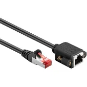 Goobay SFTP CAT6 netwerk verlengkabel | inbouwconnector | zwart | 2 meter
