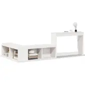 vidaXL Nachtkastje met bureau 222x107x75 cm massief grenenhout wit