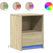 vidaXL Nachtkastje met LED-verlichting bewerkt hout sonoma eikenkleur