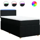 vidaXL Boxspring met matras stof zwart 80x200 cm
