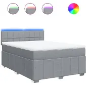 vidaXL Boxspring met matras stof lichtgrijs 140x190 cm