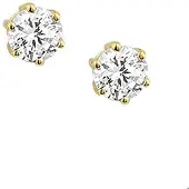 Trendjuwelier huiscollectie Oorknoppen Zirkonia Geelgoud Glanzend