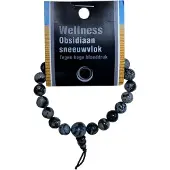 Spiru Edelsteen Armband Sneeuwvlok Obsidiaan Powerbead met Uitlegkaart