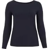 We fashion - Dames T-shirt met boothals- Curve - Donkerblauw - Katoen - Plus Size Maat: 48