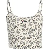 FILA Luxor Aop Cropped Spaghetti Top Antique White Praisley Aop Size: L | Tanks & Camis Outlet | Dames | Wit